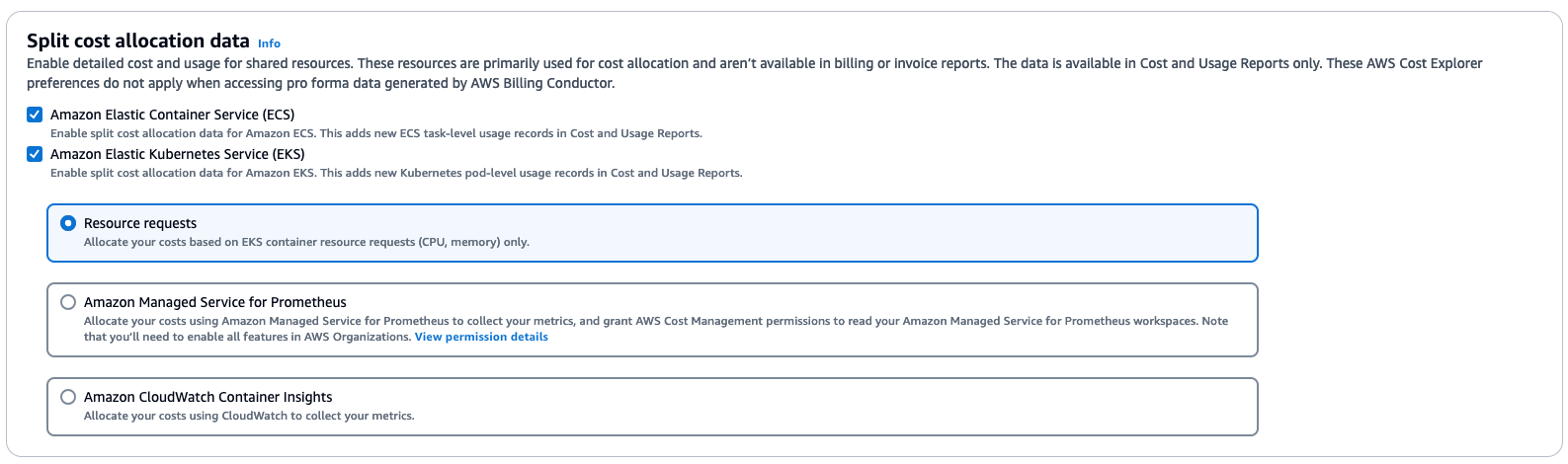 启用 SCAD - 成本管理首选项